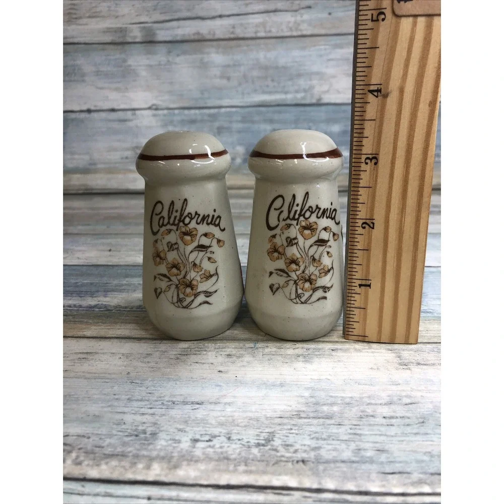 California Salt And Pepper Shaker Set Flowers Vintage Collectable